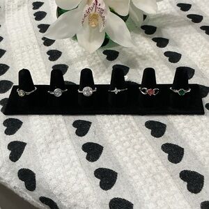 Lot#1 6 Elegant Silver and CZ Gemstone Rings Size 8